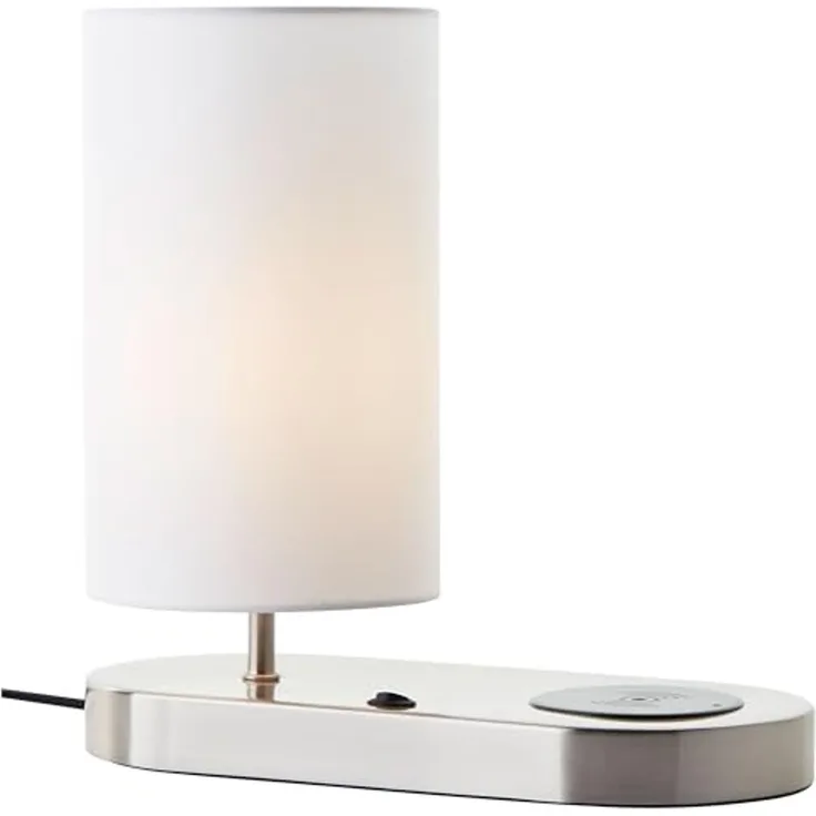 Brilliant Tischleuchte Clarie 60091/75 Schlafzimmer, Wohnzimmer, Flur Metall/Textil Indoor weiß/eisen - ohne Leuchtmittel