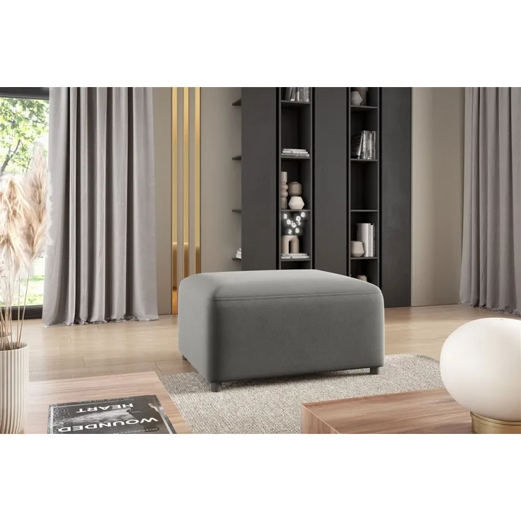 Polsterhocker Designerhocker Hocker MEGAN in Stoff Salvador Grau