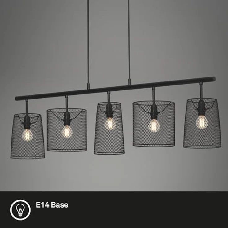 Briloner Pendelleuchte Pendellampe Drahtschirmen Metall schwarz, 5x E14 40W, IP20, Vintage-Design, vielseitig einsetzbar – Bild 4