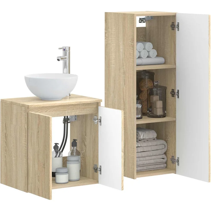 vidaXL Badezimmerschrank-Set 2 stk. Sonoma-Eiche 33 x 34,5 x 100 cm 3406115 – Bild 3