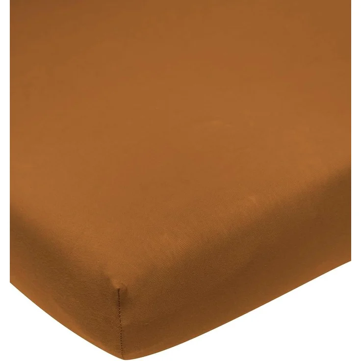 Meyco Home Basic Jersey Uni Spannbettlaken Doppelbett (Bettlaken mit weicher Jersey-Qualität, aus 100% Baumwolle, perfekte Passform durch Rundum-Gummizug, Maße: 180x210/220 cm), Camel