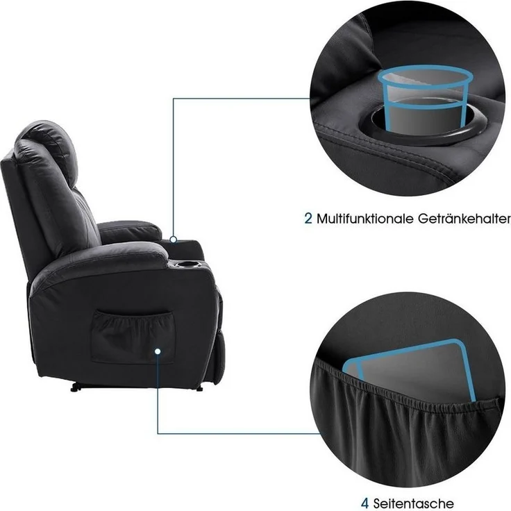 MCombo Relaxsessel MCombo Elektrisch Relaxsessel Massagesessel Fernsehsessel 7061, mit Relaxfunktion – Bild 3
