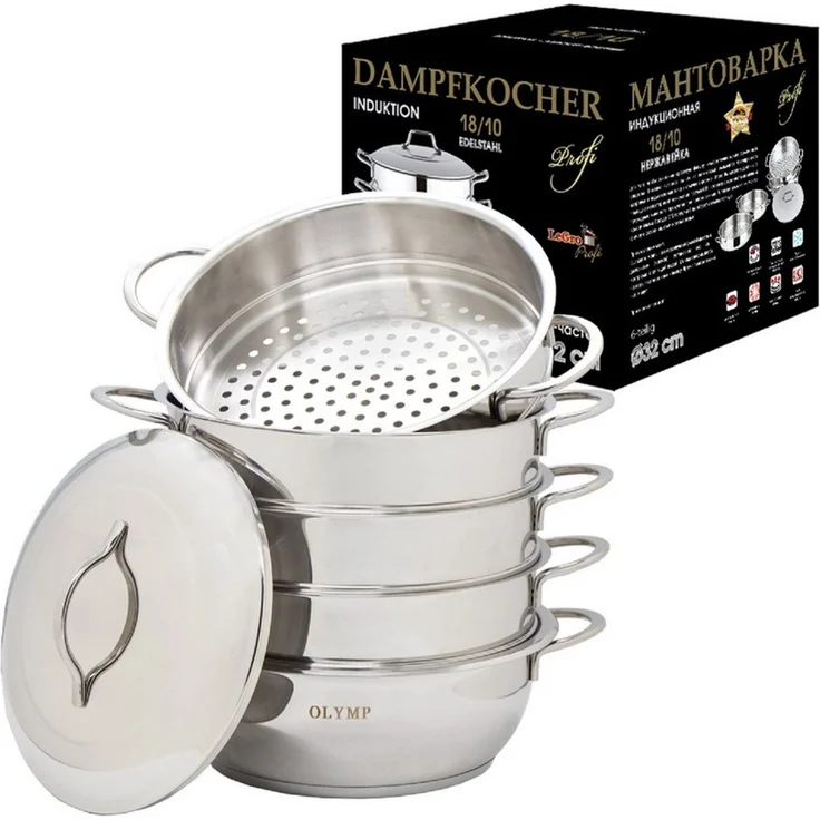 Olymp Handels GmbH Dampfgartopf Mantowarka Dampfkocher Ø32cm Dampfgarer 6Tlg Induktion – Bild 1