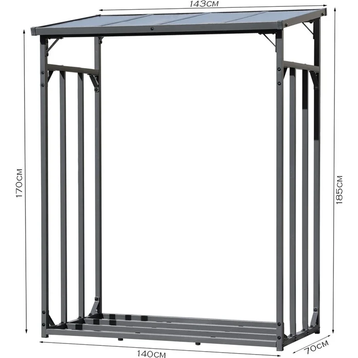 Quick Star Kaminholzregal Außen Metall Basic, Mehrere Größen, Mit / Ohne Wetterschutz, BxTxH:142x70x185 cm, (1-St) – Bild 1