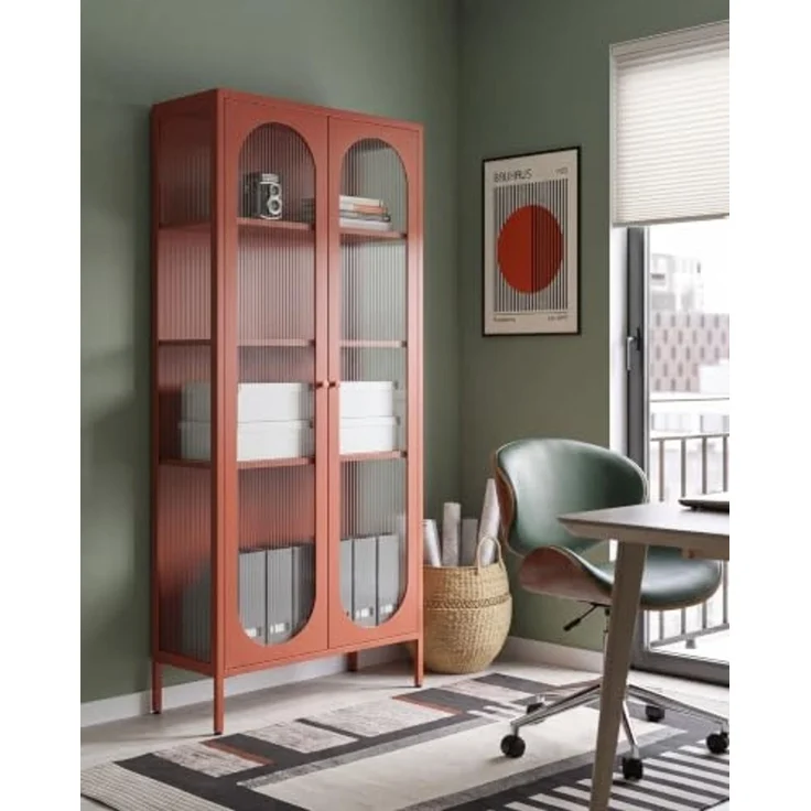 Vitrine mit Glastüren FOXTON Metall 80 cm Goldbraun – Bild 2