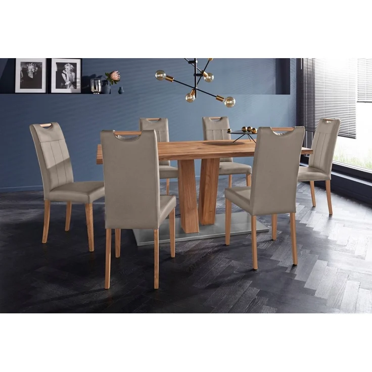 Home affaire Esszimmerstuhl Roberta (Set, 2 St), mit Bezug aus Echtleder und Gestell aus Eiche Massivholz – Bild 2