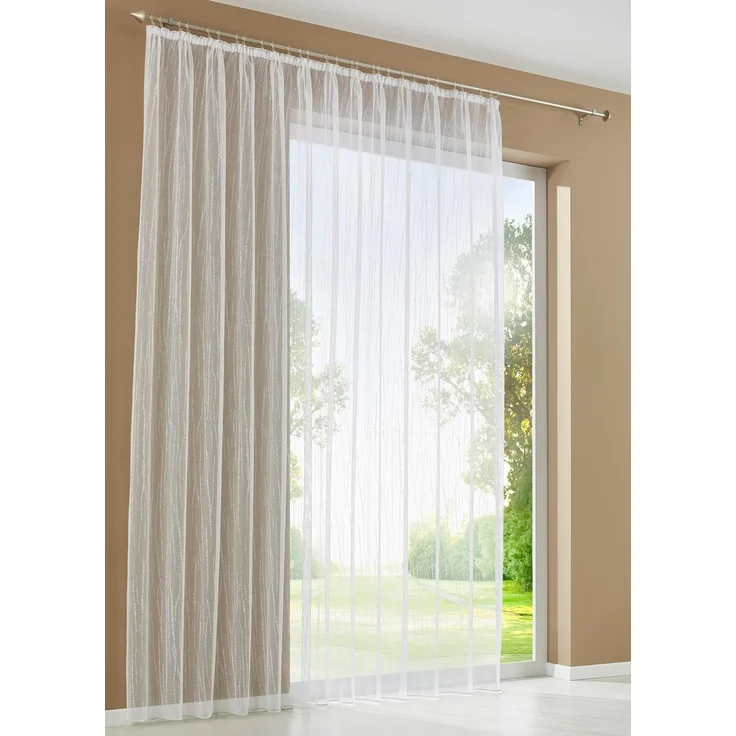 Gardinenbox Bogenstore (1 St), Kräuselband, transparent, Jacquard, Store Jacquard Isabella Kräuselband Universalband Weiß Längsstreifen T – Bild 6