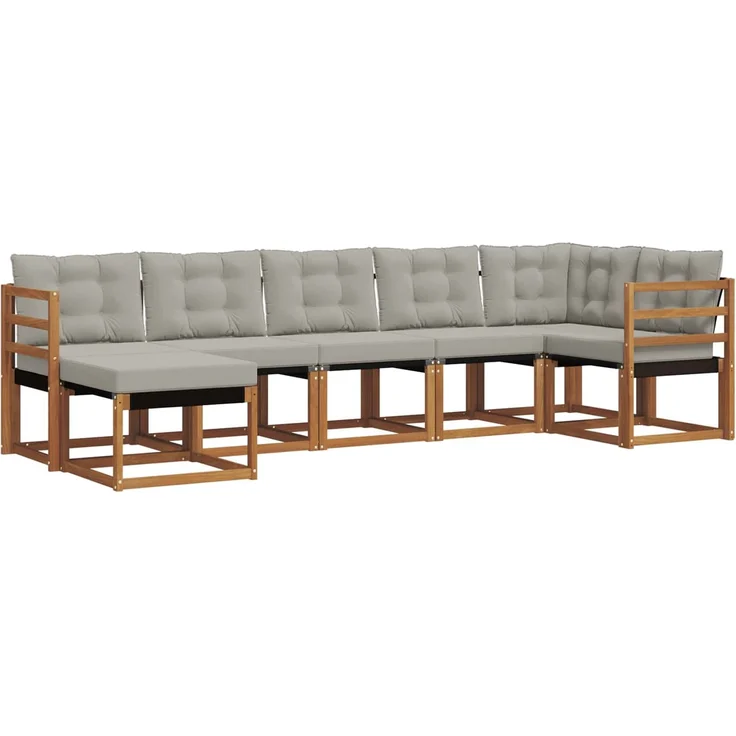 vidaXL Outdoor-Sofagarnitur 7 stk. 7-Sitzer Natur und Hellgrau 3368870 – Bild 2