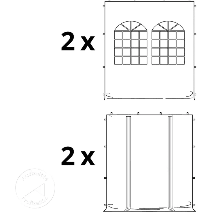 3x3 m Faltpavillon PROFESSIONAL Alu 40mm, Seitenteile mit Sprossenfenstern, weiß – Bild 3