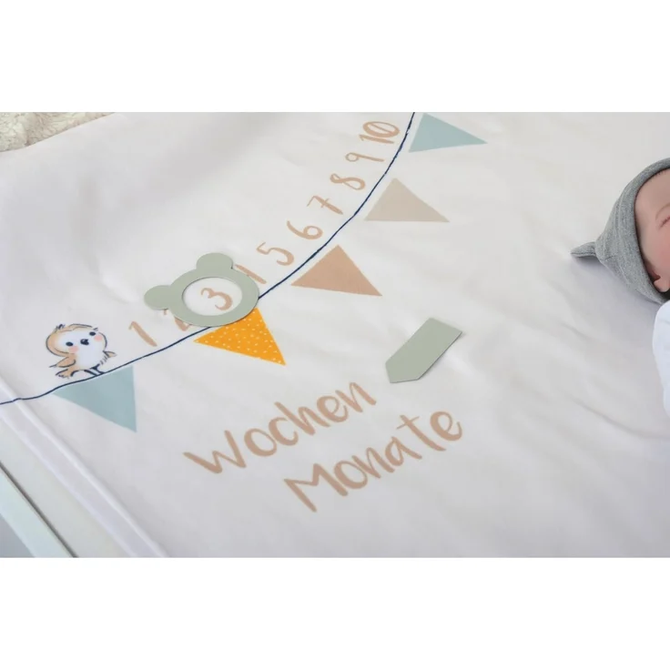 Herding babybest Soft-Peachdecke Waldfreunde Meilensteindecke/Monatsdecke/Fotodecke, Inkl. Zubehör, 75x100 cm, Polyester – Bild 6