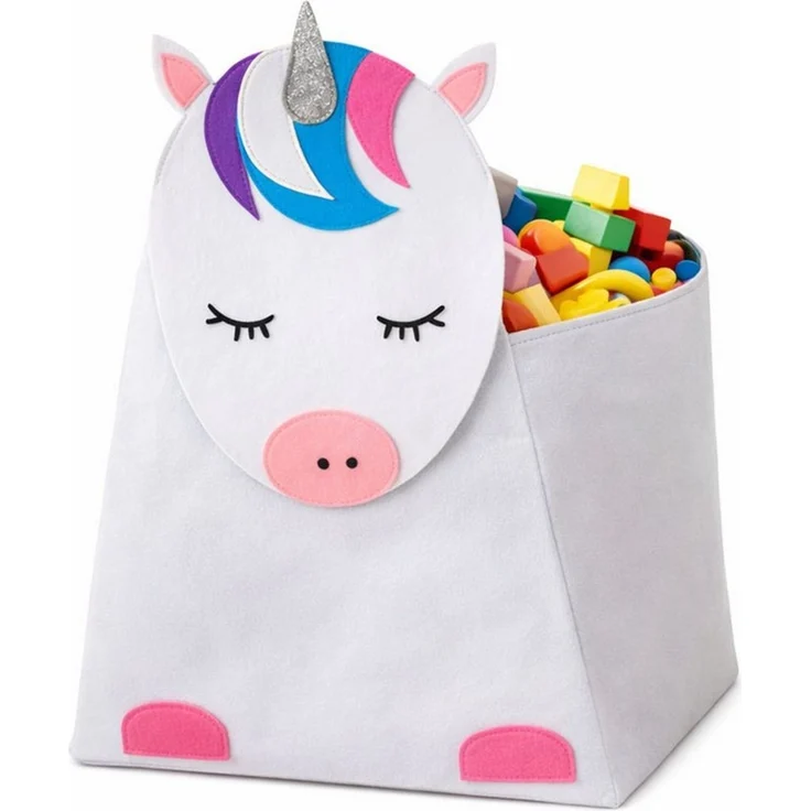 INDA-Exclusiv Uhrenbox XXL Kinder Filz Aufbewahrungsbox Spielzeugkiste Tiere H73cm – Bild 2
