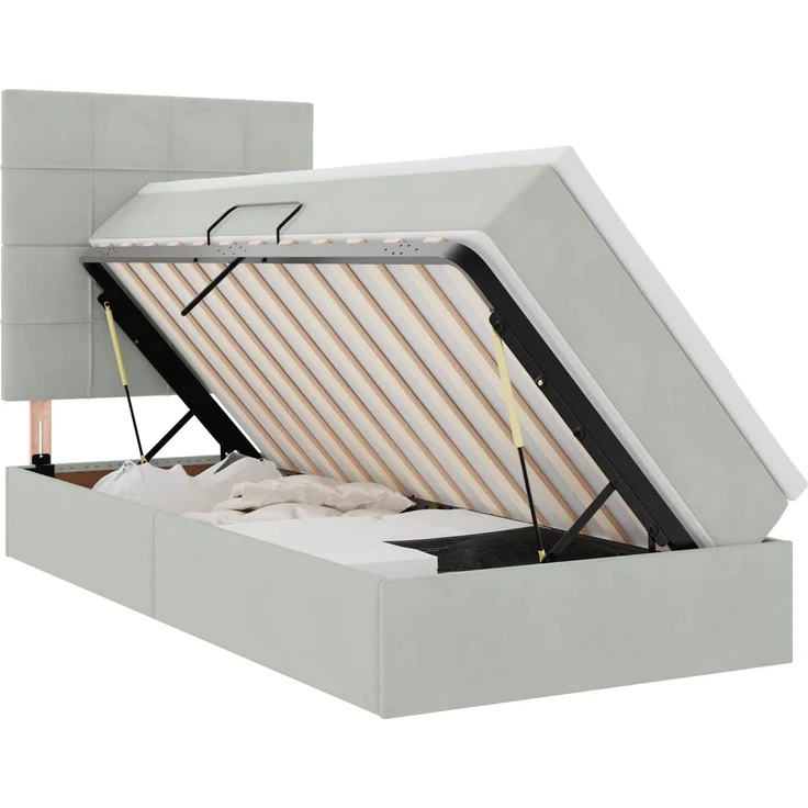 vidaXL LED-Speicherbett mit Matratze Hellgrau 100 x 200 cm Samt 3372645 – Bild 2