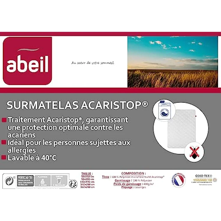 Abeil Acaristop Matratzenauflage, milbendicht, 90 x 190 x 2 cm, Weiß – Bild 8