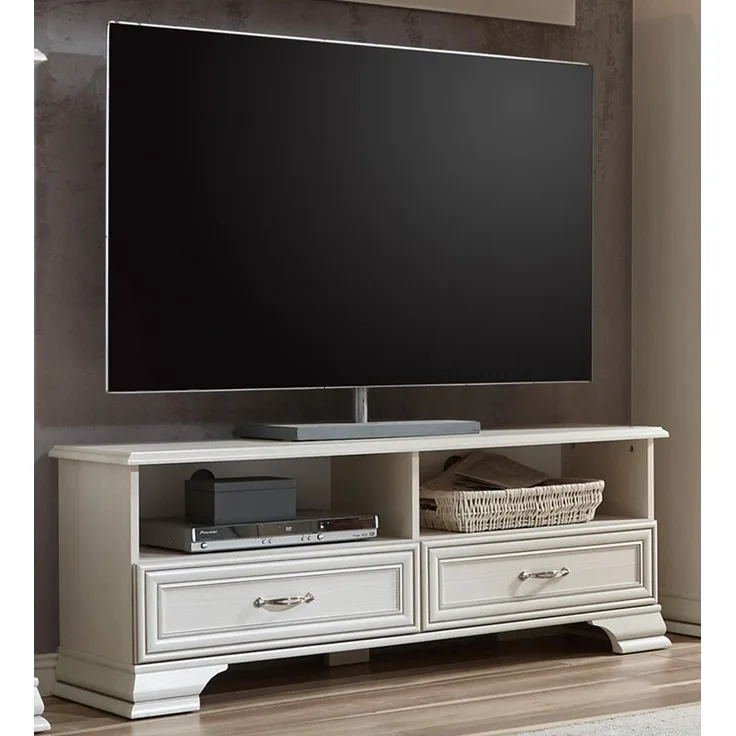 TV-Board >Valeria< in Used White - 130x51x38cm (BxHxT)