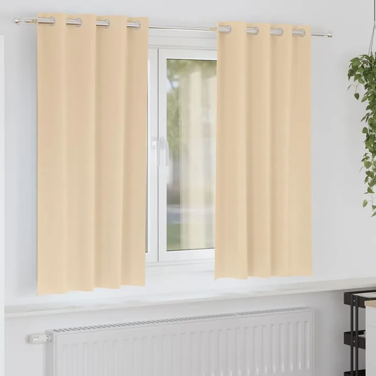 vidaXL Verdunkelungs-Vorhänge mit Ringen 2 Stk. Creme 175 x 140 cm 4107374