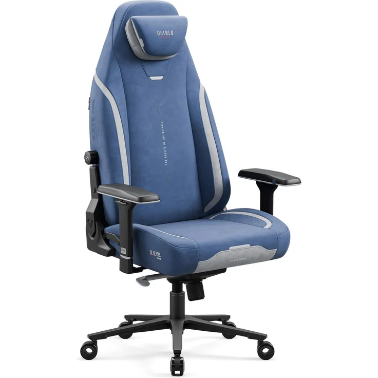 Diablo Ergonomischer Gaming Stuhl Stoff X.Eye Prime Pc Stuhl mit Magnet-Kopfstütze Gaming Sessel Kühlfunktion Gaming Stuhl Ergonomisch Strapazierfähiger Stoff Gaming Chair 140 kg Meta Ocean
