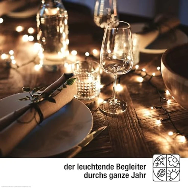 hellum Lichterkette 40 LED, LED Lichterkette außen 3,9 m beleuchtet, mit Stecker, outdoor mit Timer, kaltweiß, Außenlichterkette mit Außen-Transformator – Bild 6