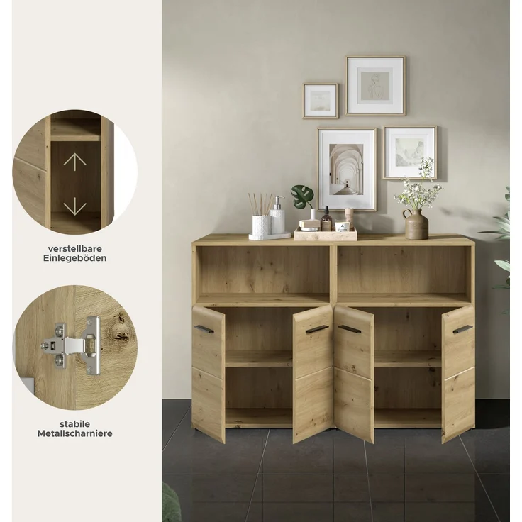 Badkombination (B/H/T: 120x80x30 cm) in Artisan Oak Nachbildung und Artisan Oak Nachbildung – Bild 7