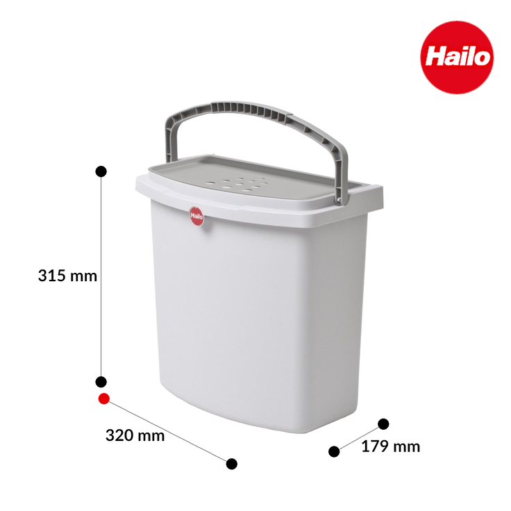 Hailo Multifunktionseimer 1068099 hellgrau mit Deckel 318 x 179 x 315 mm – Bild 3