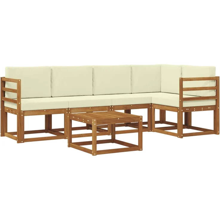 vidaXL Outdoor-Sofagarnitur mit Kissen 6 pcs Natur und Creme 3366413 – Bild 2