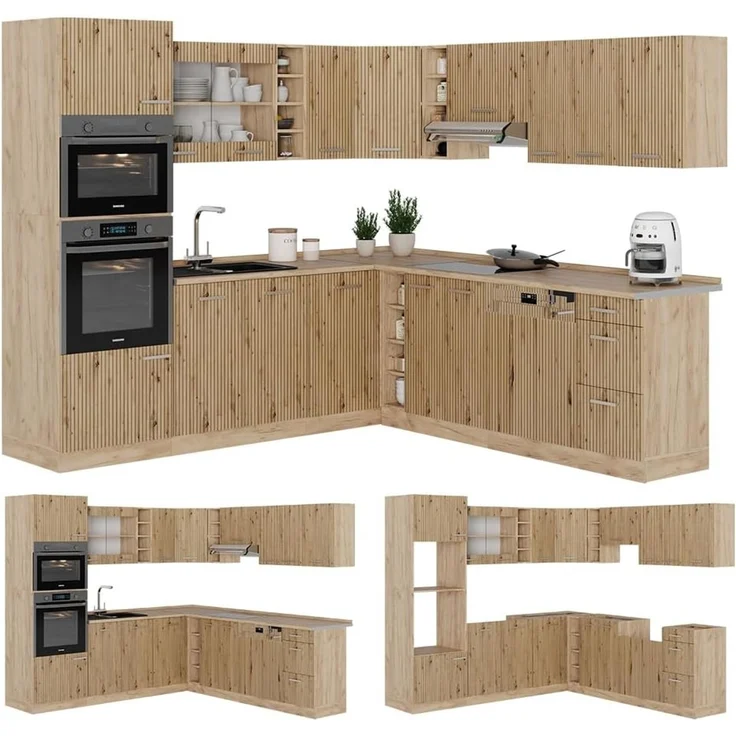 Eckküche R-Line Artisan-Eiche/Goldkraft Eiche 247 x 237 cm, AP Eiche Vicco – Bild 8
