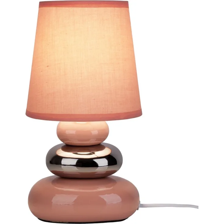 Tischlampe Wohnzimmer Tischleuchte Schlafzimmer Keramik Stoff Rosa 3045332