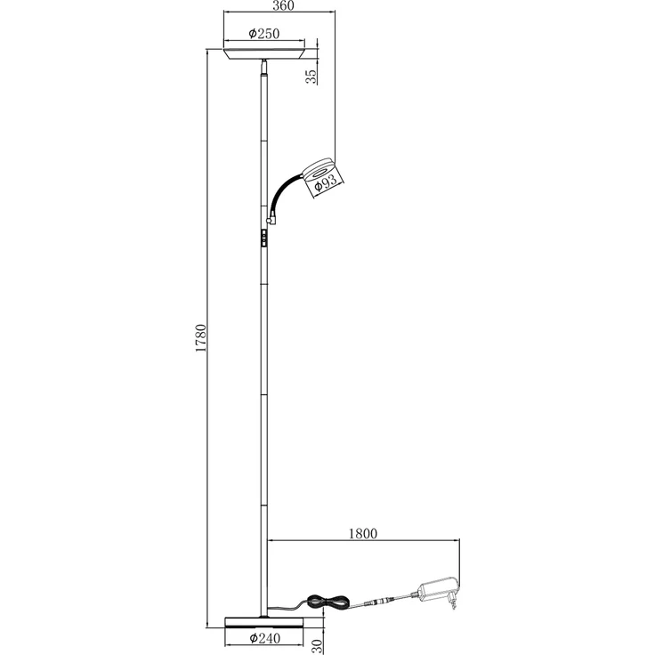 LED Stehleuchte mit Lesearm SPECTER – Bild 8