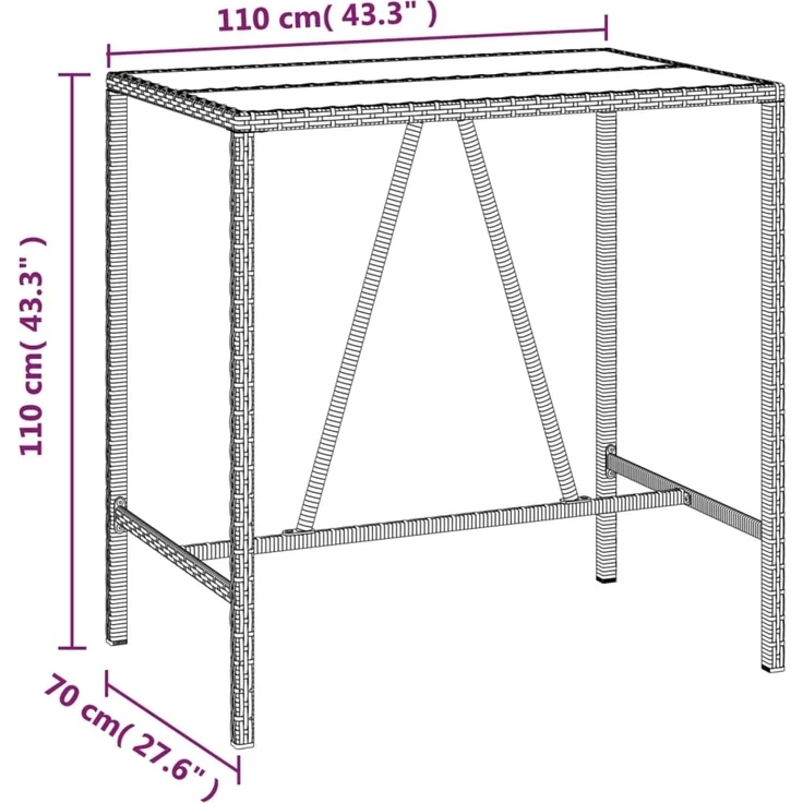 vidaXL 5-tlg. Gartenbar-Set Grau Poly Rattan 3187655 – Bild 9