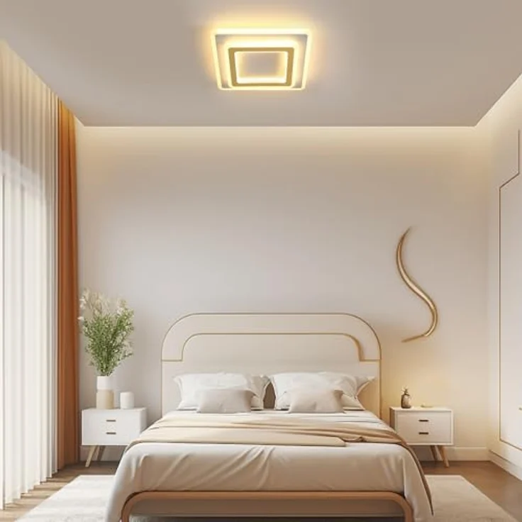 Goeco 44W LED Deckenleuchte Modern, Gold Deckenlampe LED Quadratisch, Acryl Deckenlampe Deckenbeleuchtung für Wohnzimmer Schlafzimmer Flur Küche Balkon, 3000K Warmweiß – Bild 8