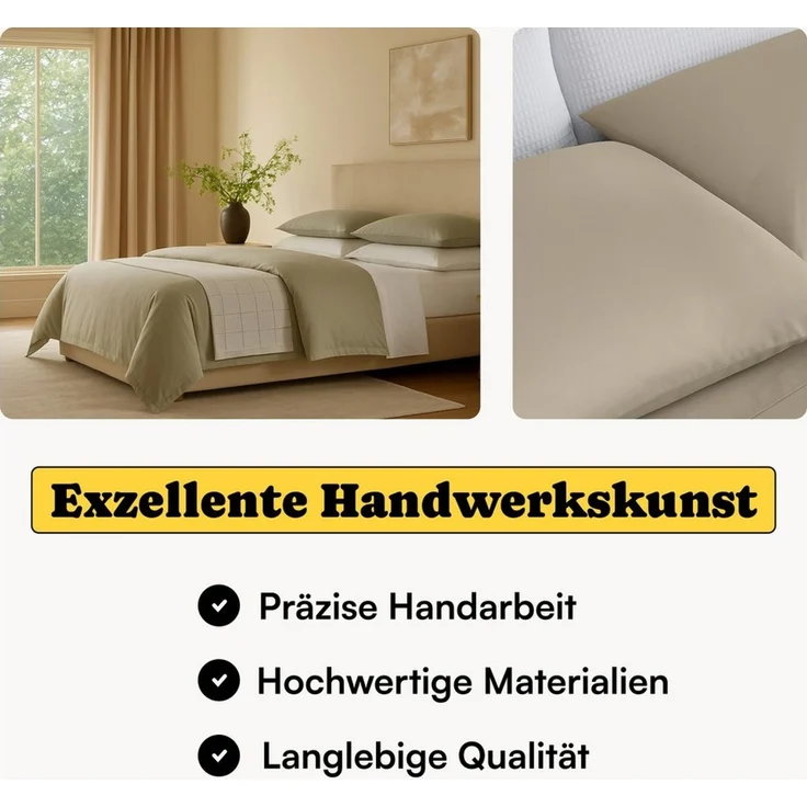 Seralino Bettwäsche Mako Satin Bettwäsche (100% Bio Baumwolle) mit Kissenbezug, 3 teilig, Fairtrade/ GOTS zertifiziert, uni Bettwäsche Set mit Reißverschluss – Bild 2