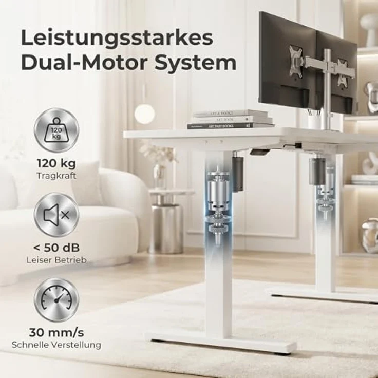 Devoko Höhenverstellbarer Schreibtisch 180x80 cm elektrisch, Höhenverstellung 71-121 cm mit Smart Control, 120 kg Tragkraft, für gesundes Arbeiten – Bild 5