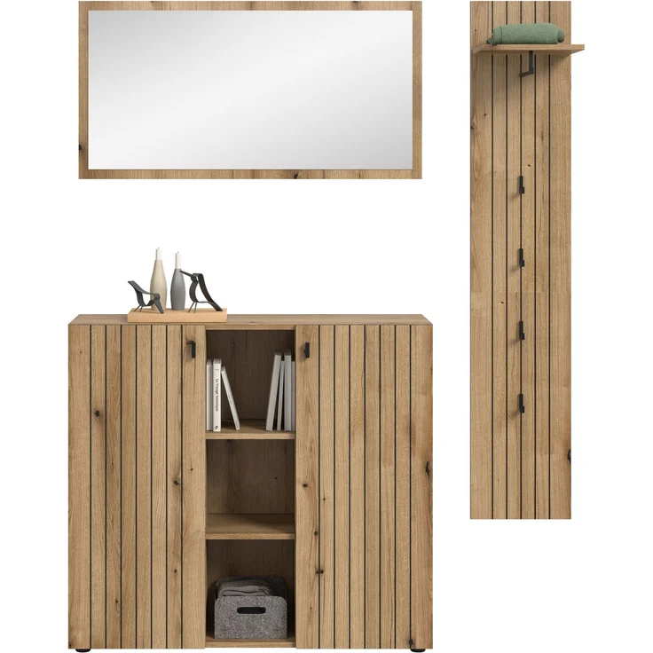 Garderobenkombination (B/H/T: 157x192x37 cm) in Evoke Oak Nachbildung – Bild 2