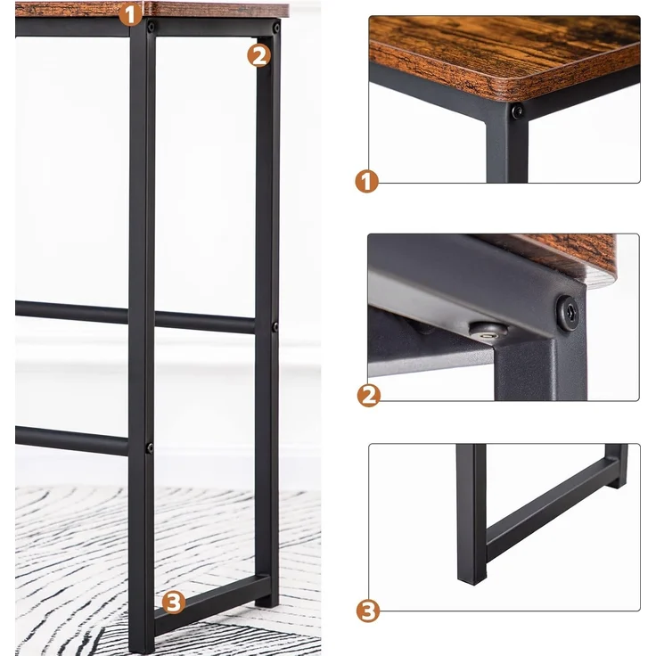 HOOBRO Barhocker, 2er-Set Barstühle, Barhocker mit unterschiedlich hohen Steigbügeln, Metallgestell, weiche Kanten, für Küche, Esszimmer, Wohnzimmer EBF34BY01G1 – Bild 6