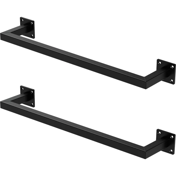 ML-DESIGN Kleiderstange Wandgarderobe Rechteck für die Wand aus Stahl inkl. Montagematerial (2 St), Garderobenstange 60x12cm Schwarz U-Form Kleiderständer Kleidergestell – Bild 1