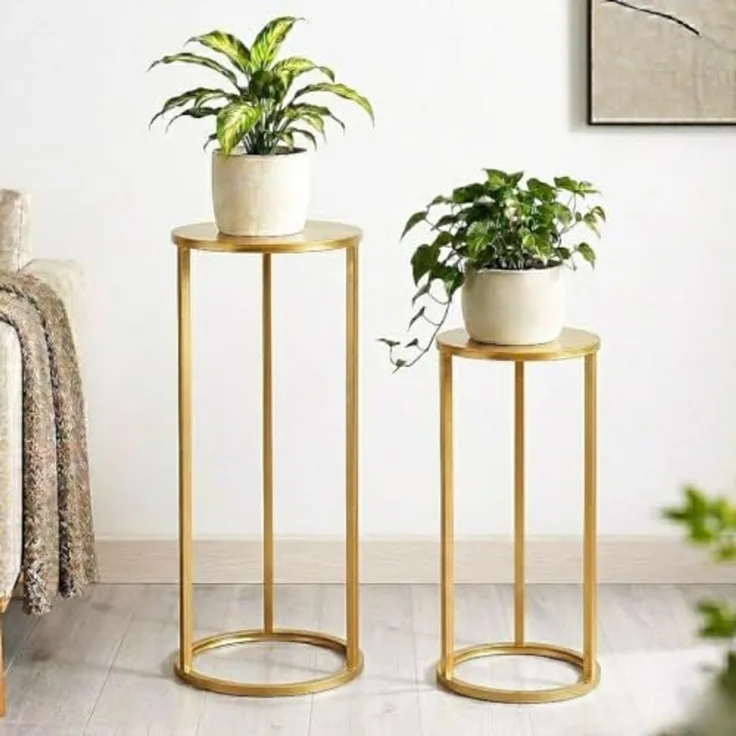 DanDiBo Blumenständer Metall Gold Rund 96510 2er Set Pflanzenständer Blumenhocker Beistelltisch Blumensäule Modern Pflanzenhocker