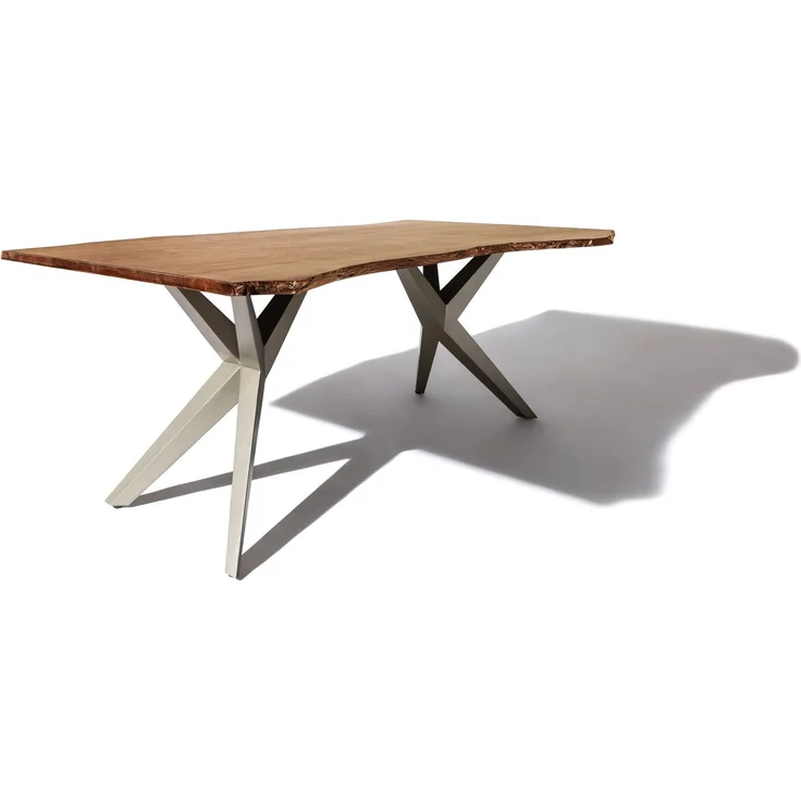 Baumtisch Akazie 160 x 90 x 76 natur lackiert Beine silber matt FREEFORM 4 #20 – Bild 7