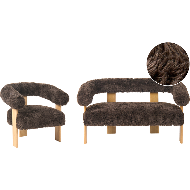 Sofa Set ILBRO Webpelz Dunkelbraun Hellbraun