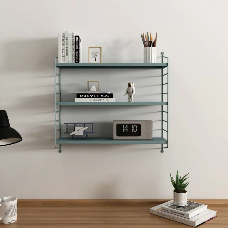 en.casa 'Strängnäs' Modulares Wandregal, 2 Stück, Stahl, Graublau, 50 x 60 x 15 cm – Bild 3