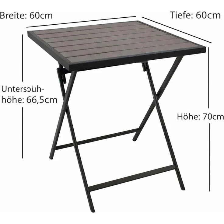 DEGAMO Gartentisch ASCIANO, 60x60 cm, Metall anthrazit, Tischplatte Kunstholz grau – Bild 3