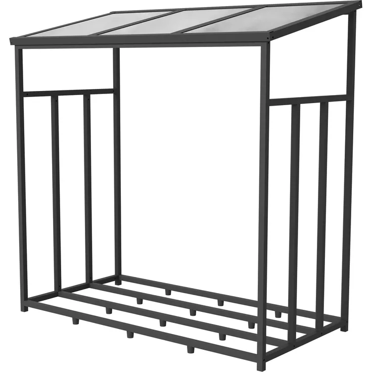 GFP Primeyard Kaminholzregal Metall 143x72x145,5 cm Brennholzregal grau