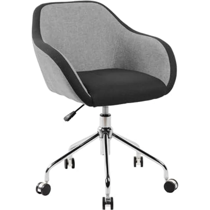 Dmora - Stuhl mit Rädern Mandurah, Arbeitsbürosessel, ergonomischer Bürositz, 56x58h77/84 cm, Grau und Schwarz – Bild 3