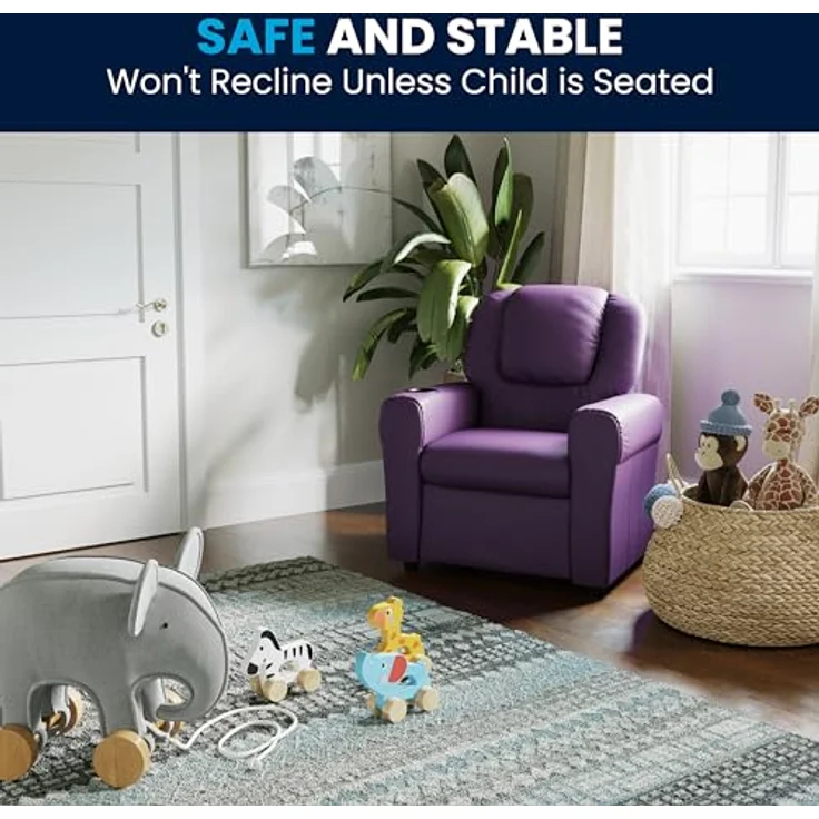 Flash Furniture Cup Holder and Headrest Moderne Kinderliege, violett – Bild 8
