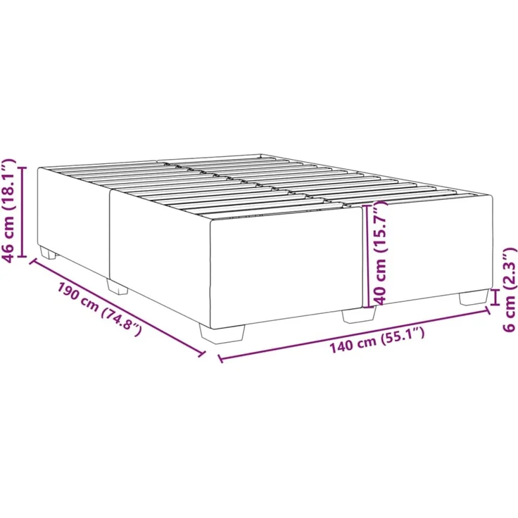 vidaXL Bettgestell ohne Matratze Hellgrau 140x190 cm Stoff 3284471 – Bild 8