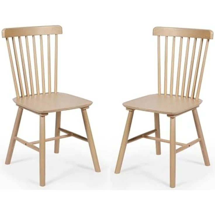 Julian Bowen Sakura Esszimmerstuhl 2er-Set, Scandi Holz Küchenstuhl mit gebogener Rückenlehne, Küchensitz mit Holzspindel Rückenlehne & Armlehnen für Esszimmer - H 89,5 x B 46 cm – Bild 4