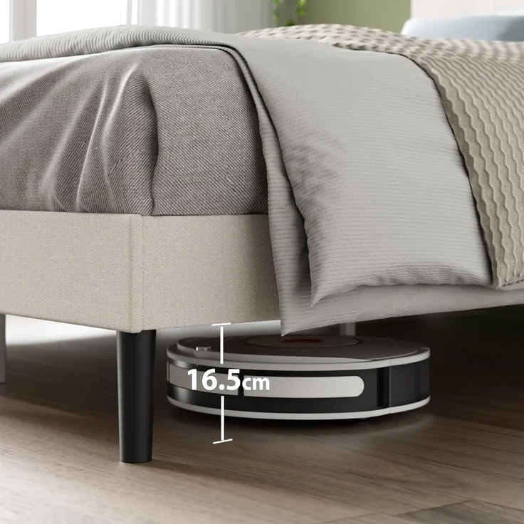 Zinus Piper Bett 180x200 cm - Höhe 30 cm - Gepolstertes Bettgestell mit Kopfteil - Lattenrost aus Holz - Kein Boxspring erforderlich – Creme – Bild 3
