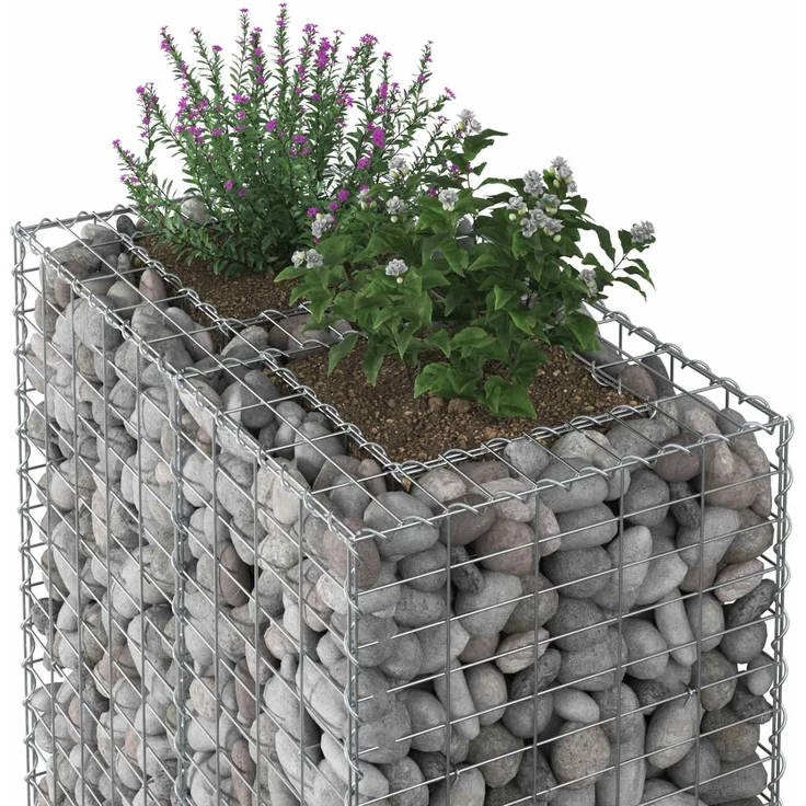 vidaXL Gabionen-Hochbeet 90 x 50 x 80 cm Verzinkter Stahl Silber 42033327 – Bild 4