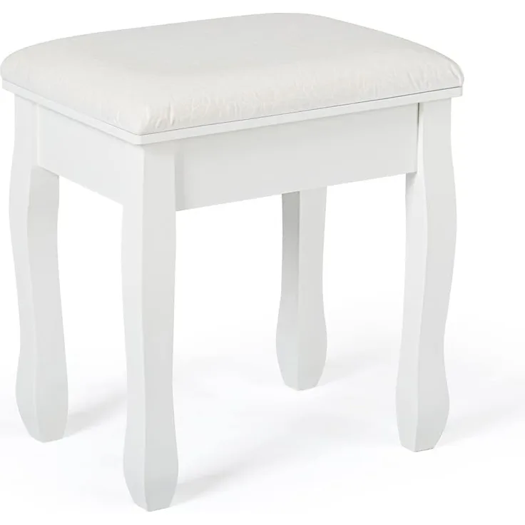 Mondeer Hocker Schminktisch, Schminkhocker, Sitzhocker Gepolstert, Rosenmuster Klavierhocker MDF Holz für Ankleidezimmer Schlafzimmer Eingang Flure, Weiß