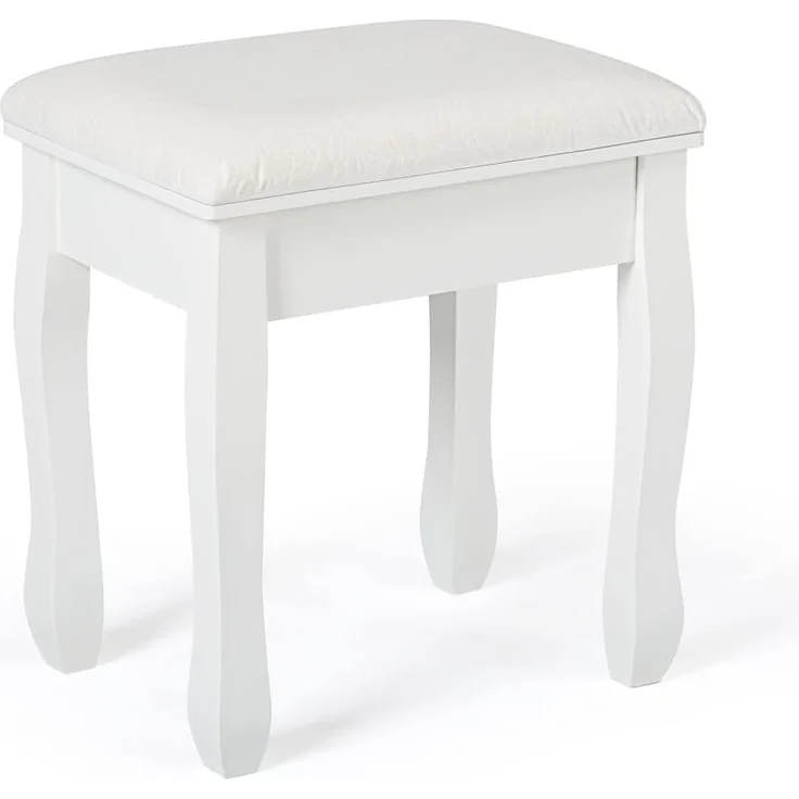 Mondeer Hocker Schminktisch, Schminkhocker, Sitzhocker Gepolstert, Rosenmuster Klavierhocker MDF Holz für Ankleidezimmer Schlafzimmer Eingang Flure, Weiß – Bild 1