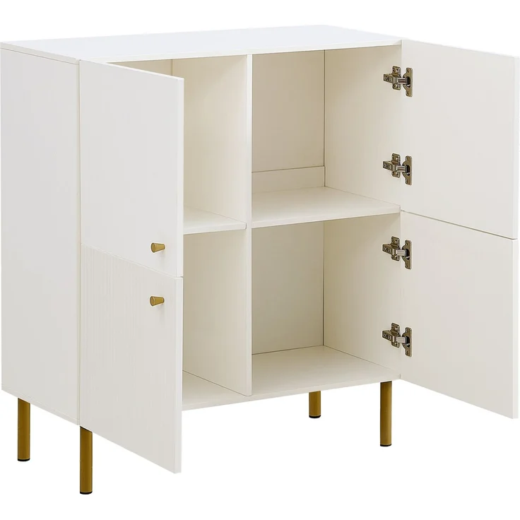 DESVIAE Sideboard mit Stahlbeinen 80x90x36 cm aus MDF Weiß – Bild 8