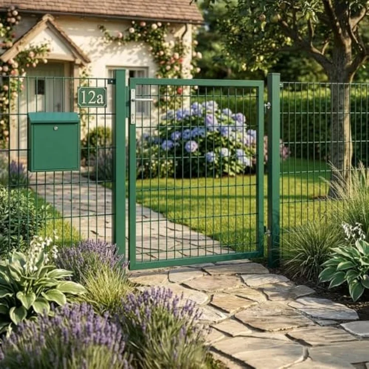 HOME DELUXE Gartentor für Doppelstabmattenzaun PORTARIUS - 200 cm Grün – Bild 2